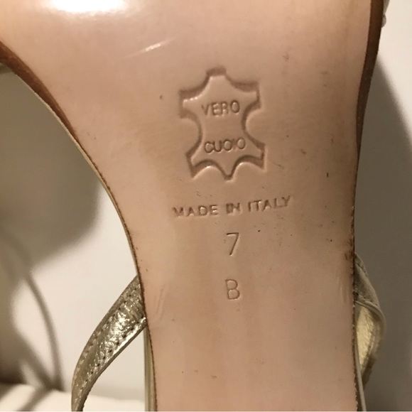 Vintage Womens Versani Italy Gold Shoes 7 lv gucci korrs Luxury Fashion Rl Prom - Picture 7 of 13